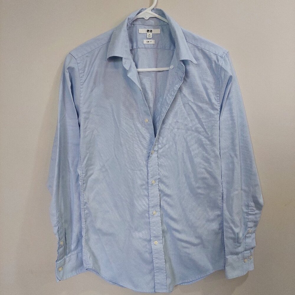 Uniqlo Baby Blue Button Down Cotton Stretch Men's Dress Shirts (XS)